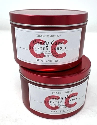 2 x Trader Joes Candy Cane Scented Candle 5.7 Oz Each NEW 2025