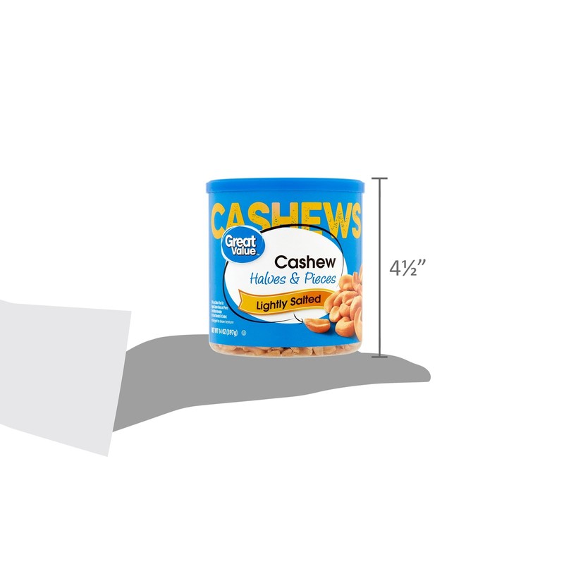 Great Value Lightly Salted Cashew Halves & Pieces, 14 oz gallery