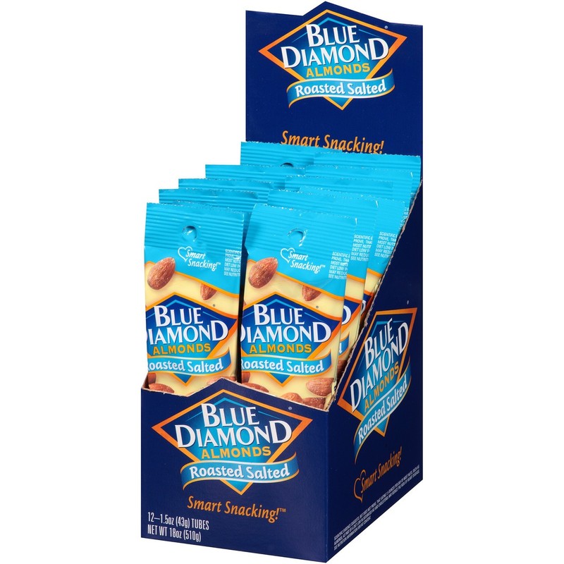 Blue Diamond Roasted Salted Almonds, 1.5 oz Tube, 12 Tubes/Carton gallery