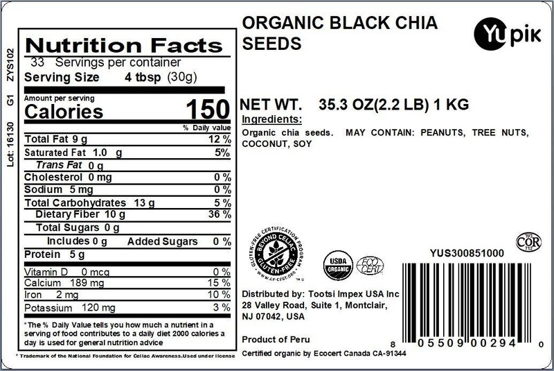 Yupik Organic Black Chia Seeds, 2.2 lb gallery