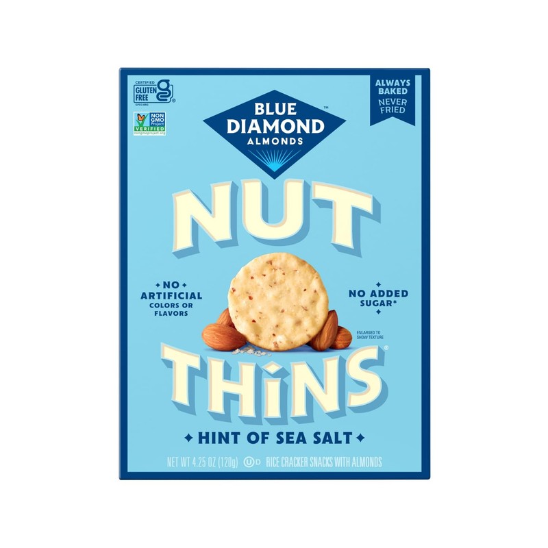 Blue Diamond Nut Thins Hint of Sea Salt Cracker Crisps 4.25 Oz