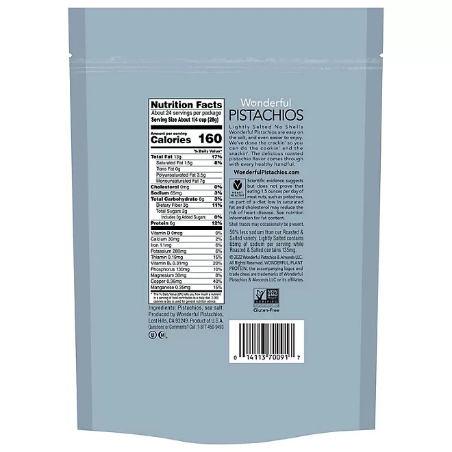 2 Pack Wonderful Lightly Salted Pistachios, No Shells, 24 oz. FREE SHIPPING gallery