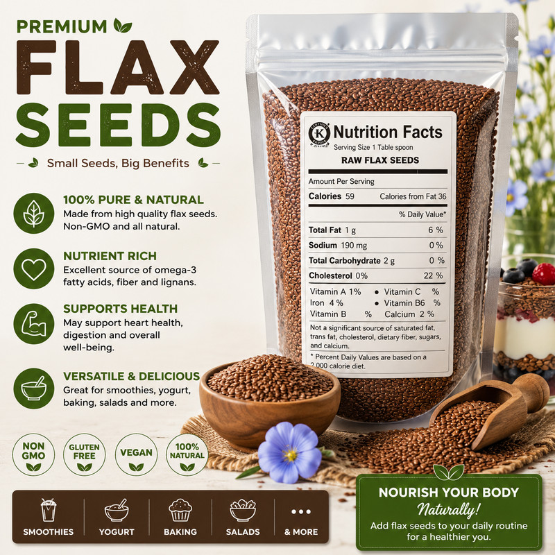 Fresh Organic Brown Flax Seeds Linaza Flaxseed Bulk Omega-3 NO chemicals
