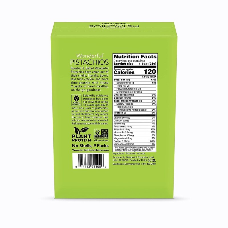 Wonderful Pistachios No Shells, Roasted & Salted Nuts, 0.75 Ounce Bag (Pack of 9 gallery
