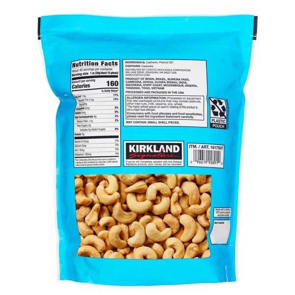 Kirkland Signature Fancy Whole Cashews 2-Pack (5lbs) - Unsalted, Premium Snack gallery