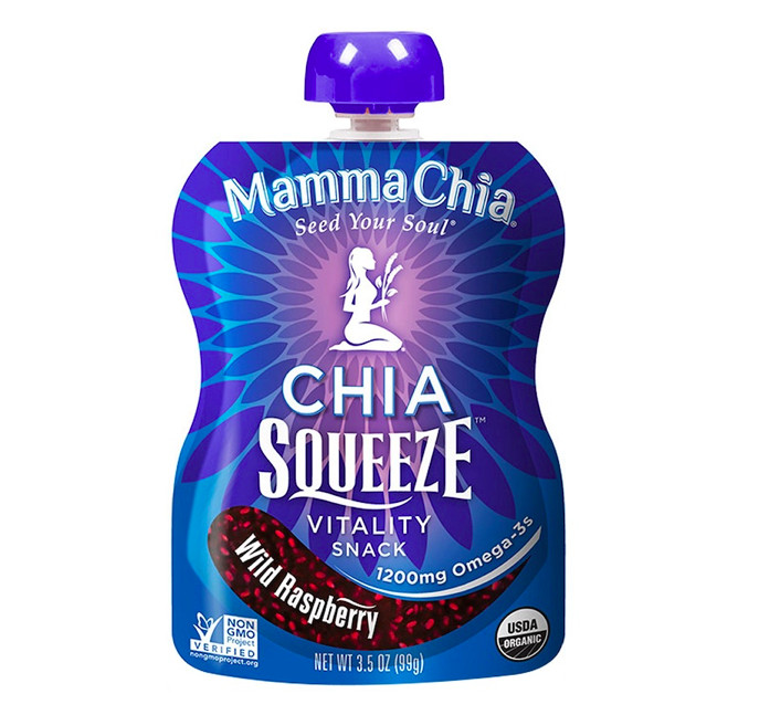 Keto: Mamma Chia Organic Wild Raspberry 8 Squeeze Pouches (6 net carbs)