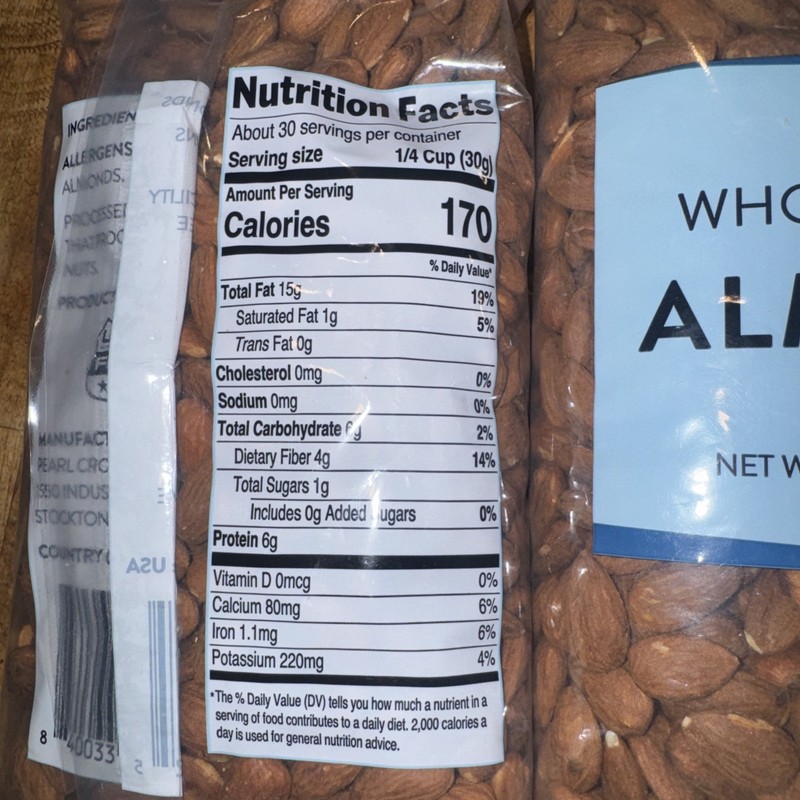 Lot Of 2 - Whole Shelled ALMONDS - Total 4 Pounds -Vegan All Natural gallery