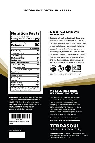 Organic Raw Cashews 2 lbs - Premium Quality Nuts for Snacking, Baking & Cooking gallery