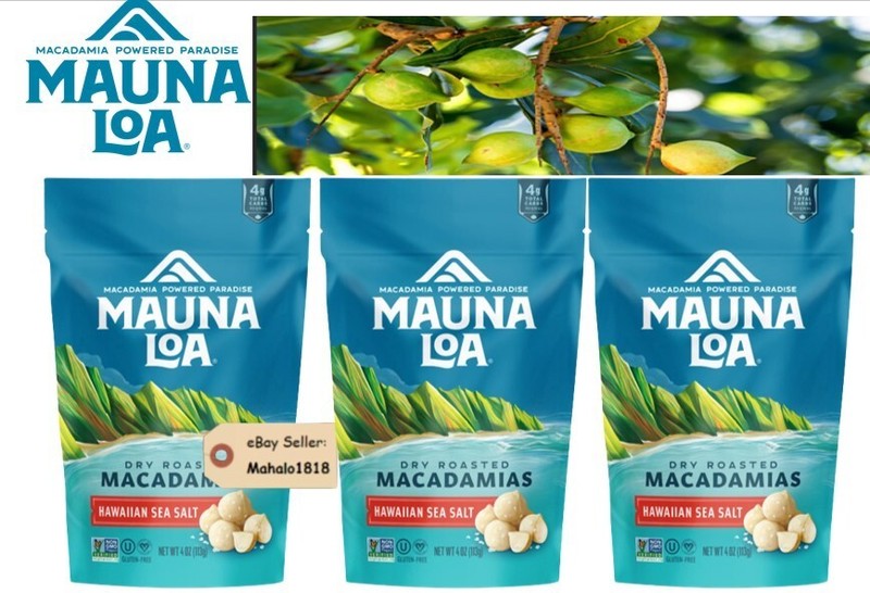 🌺3 Bags 8oz DRY ROASTED SEA SALT Mauna Loa Macadamia Nuts