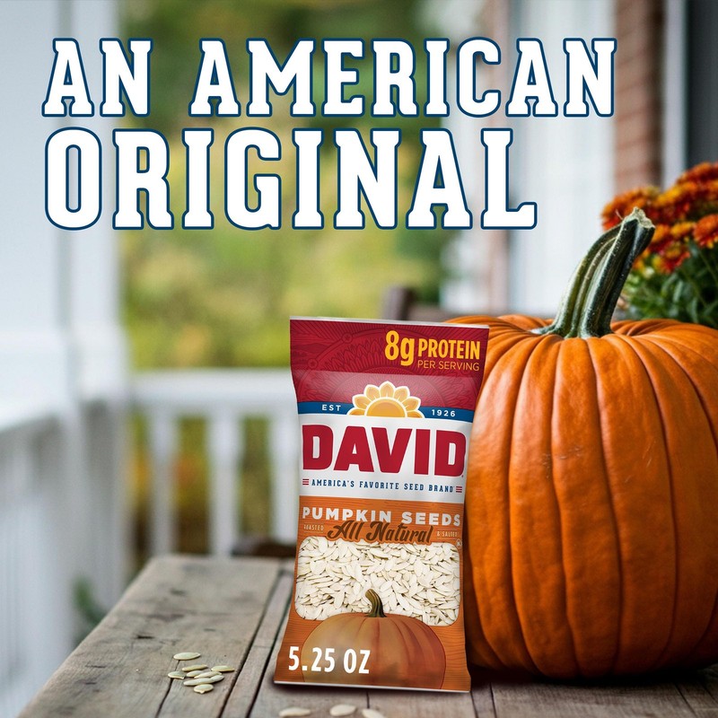 DAVID Roasted and Salted Pumpkin Seeds, 2.25 oz, 12 Pack gallery