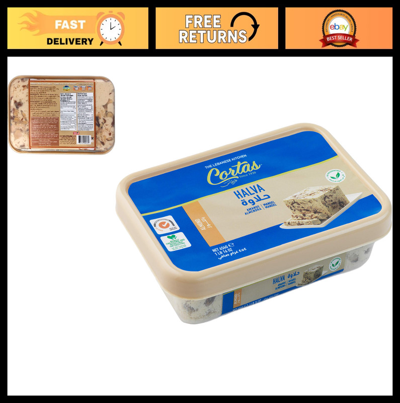 Premium Almond Halva 1 lb (454g) - Authentic Lebanese Sweet Treat, Vegan Snack