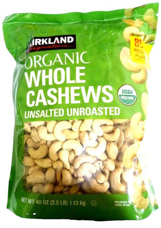 Kirkland Signature ORGANIC WHOLE CASHEWS Unsalted Unroasted 40 oz EXP 05/2025