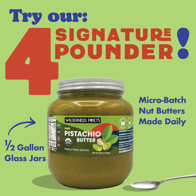 , Pistachio Butter - Organic, Raw, 100% Pistachio - Half Ga gallery