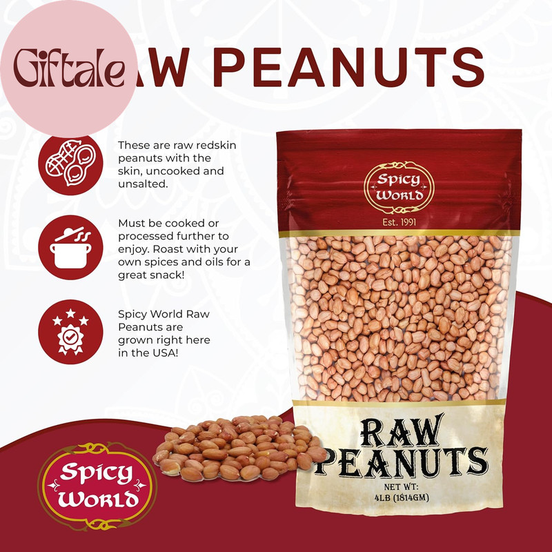 Peanuts Raw Whole with Skin 4 LB Jumbo Bag (64Oz) | Uncooked, Unsalted, All Natu gallery