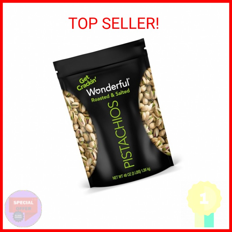 Wonderful Pistachios In Shell, Roasted & Salted Nuts, 48 Ounce Resealable Bag, P