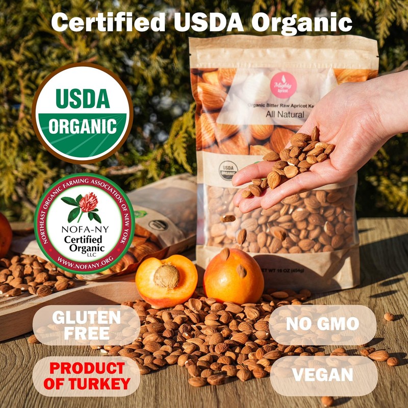 USDA Organic Bitter Apricot Kernels - 1LB Natural Raw Vegan Seeds gallery