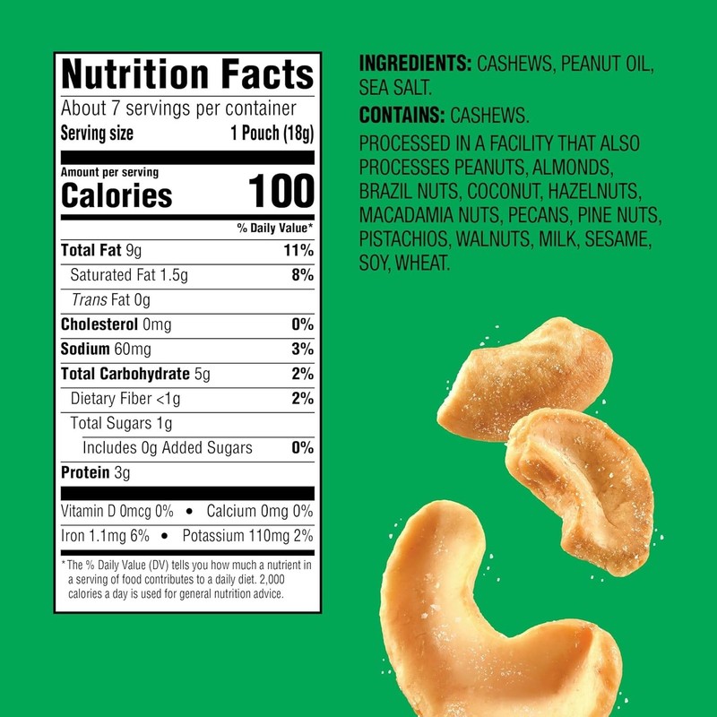 Emerald Cashews 7 Individual 100-Calorie Packs – Roasted & Salted, Plant-Based P gallery