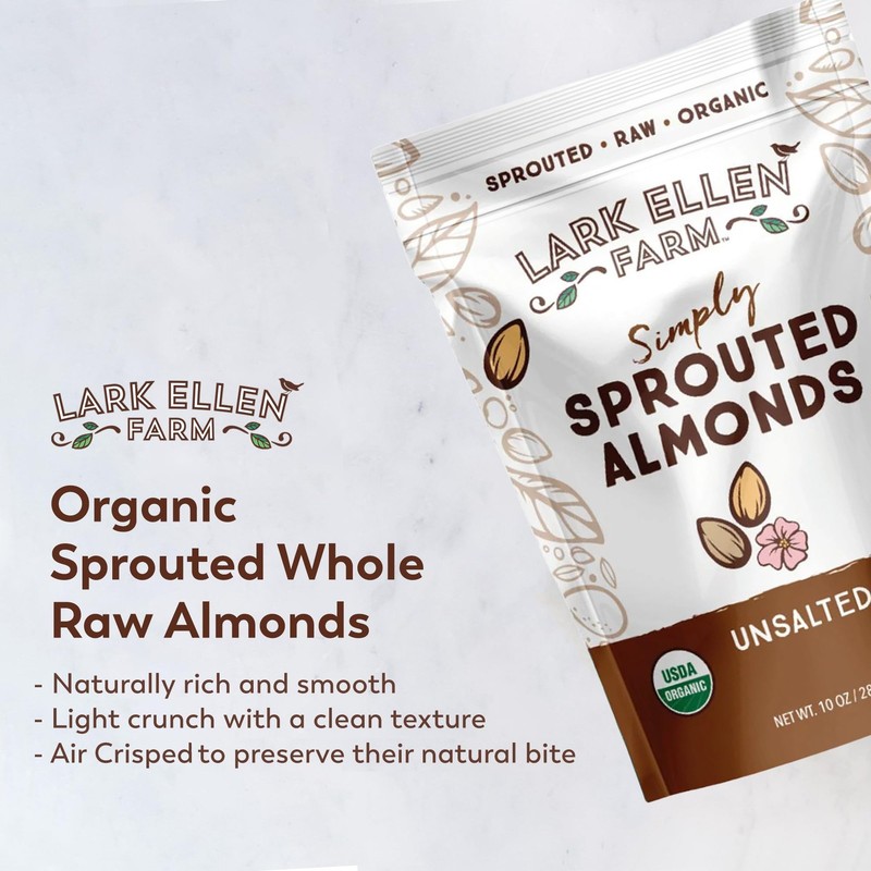 Lark Ellen Farm Organic Sprouted Almonds, Unsalted – USDA Organic, Raw, Vegan... gallery