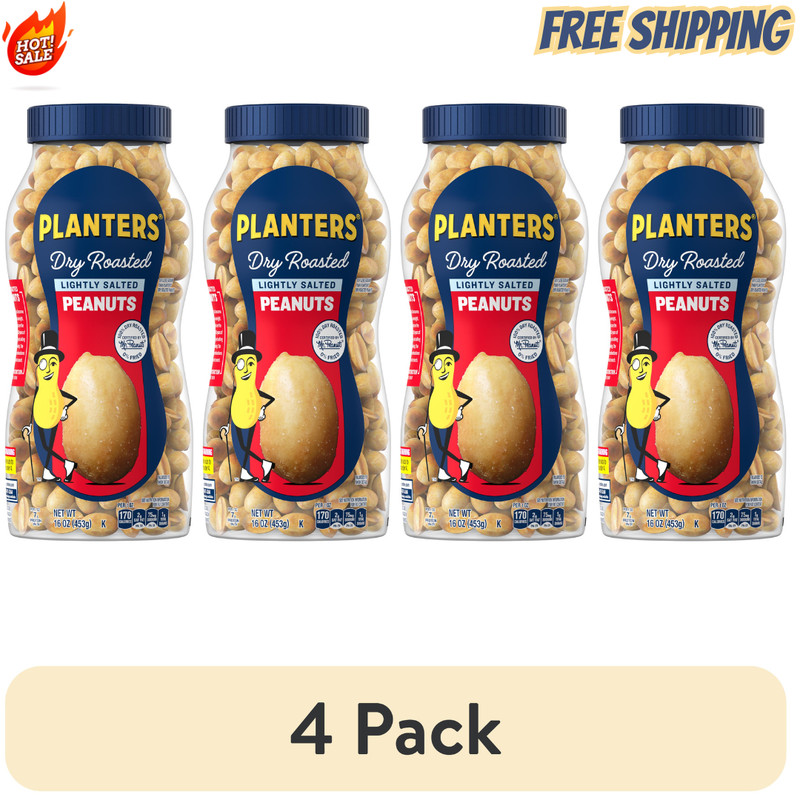 PLANTERS Lightly Salted Dry Roasted Peanuts Snacks Plant Based Protein 16oz
