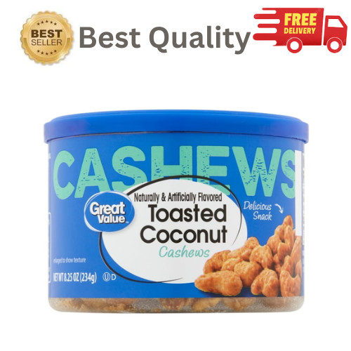 Toasted Coconut Cashews 8.25 oz Great Value Sweet Crunchy Coconut Nuts Snack