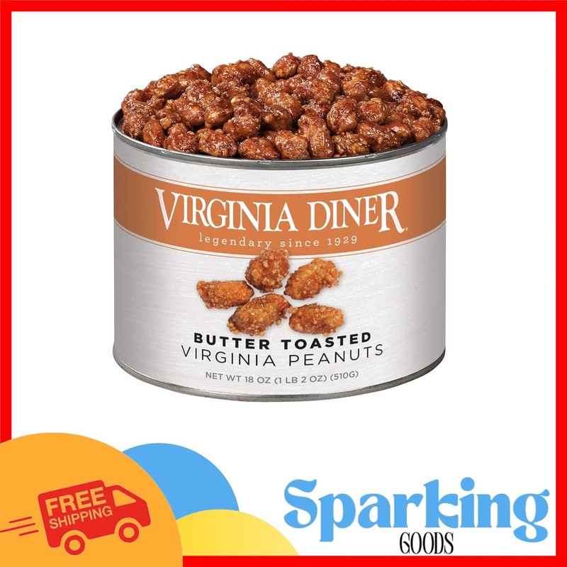 Gourmet Extra-Large Butter Toasted Virginia Peanuts – 18 Oz All-Natural Tin