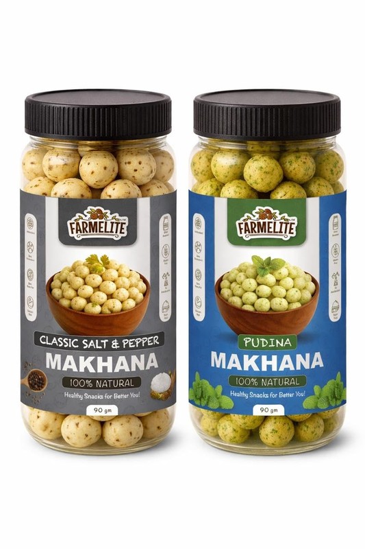 FARMELITE Mint & Salt Pepper Makhana Combo Pack Healthy Roasted Fox Nuts Snacks