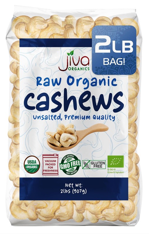 Organic Raw Cashews 2 LB Bag, GlutenFree, NonGMO, Vegan, Whole Raw Nuts, Unsa…