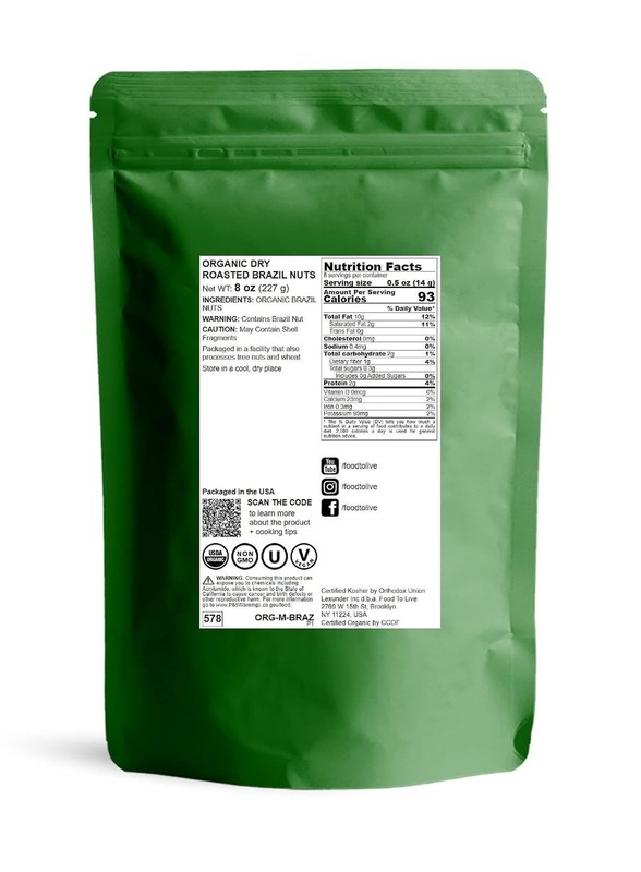Organic Dry Roasted Brazil Nuts Non-GMO Vegan Kosher 8 Oz Whole Unsalted Oven gallery
