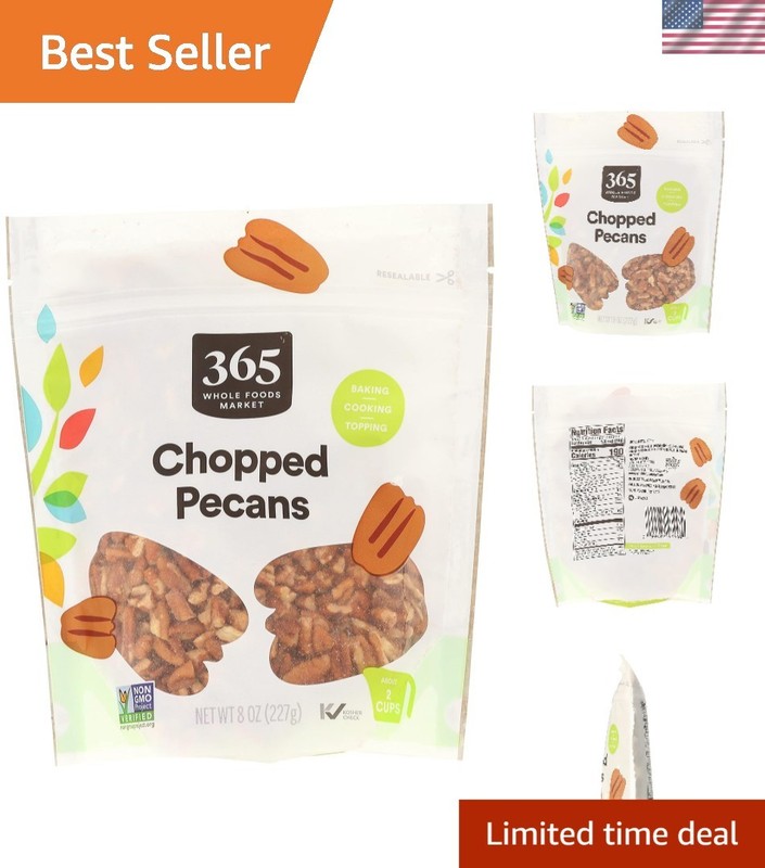 Sustainable 8 Ounce Chopped Pecans in Resealable Pouch – Ideal for Cooking