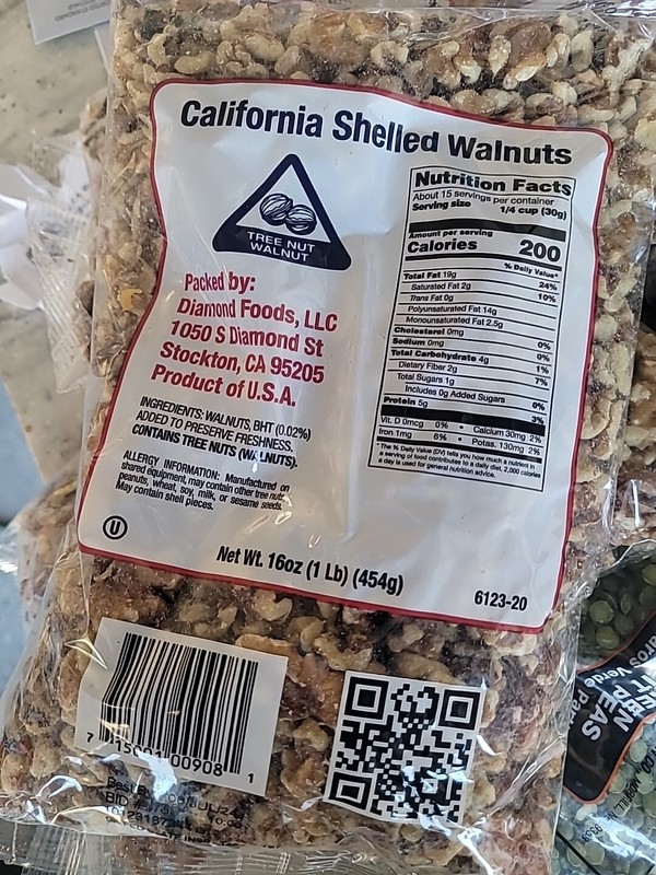 Shelled Walnuts USDA 16 Oz. California Nuts Sealed Non GMO Best By Jul 2024