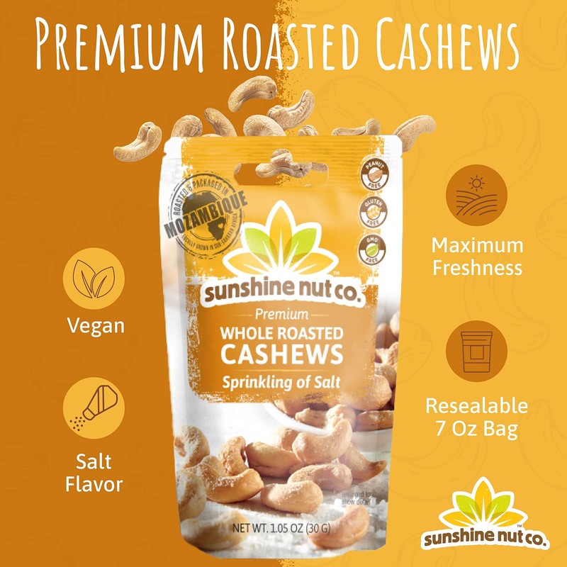 Sunshine Nut Company Whole Roasted Lightly Salted Cashews Sprinkling Of Salt gallery