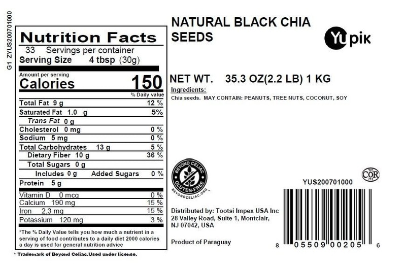 Yupik Premium Raw Black Chia Seeds | 2.2 lb (35.2 oz) Bulk Pack | 100% Natural P gallery