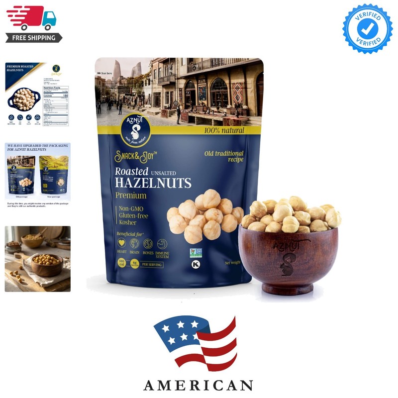 Roasted Hazelnuts Natural Non-GMO Certified, Unsalted, Dry Roasted, Kosher Ce…