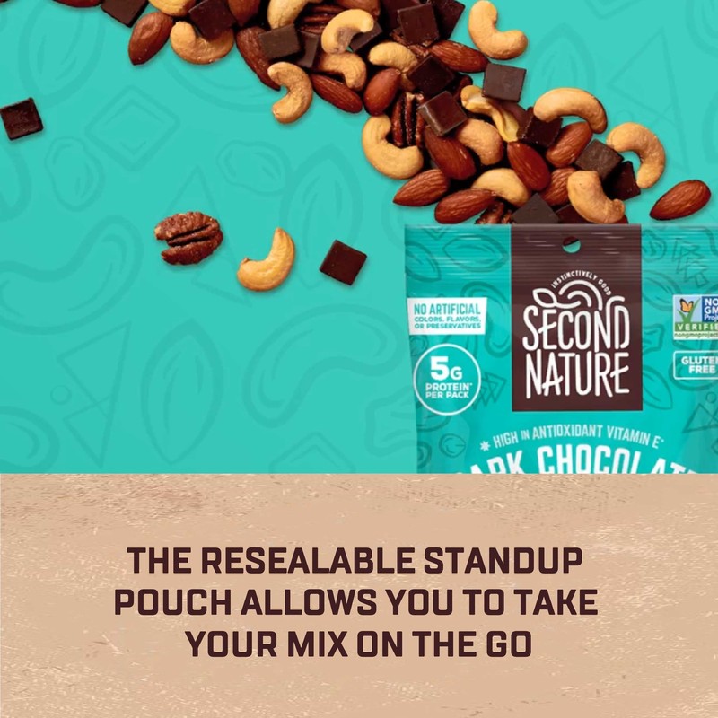 Second Nature Dark Chocolate Medley Trail Mix Pack of 12 Resealable Pouches gallery