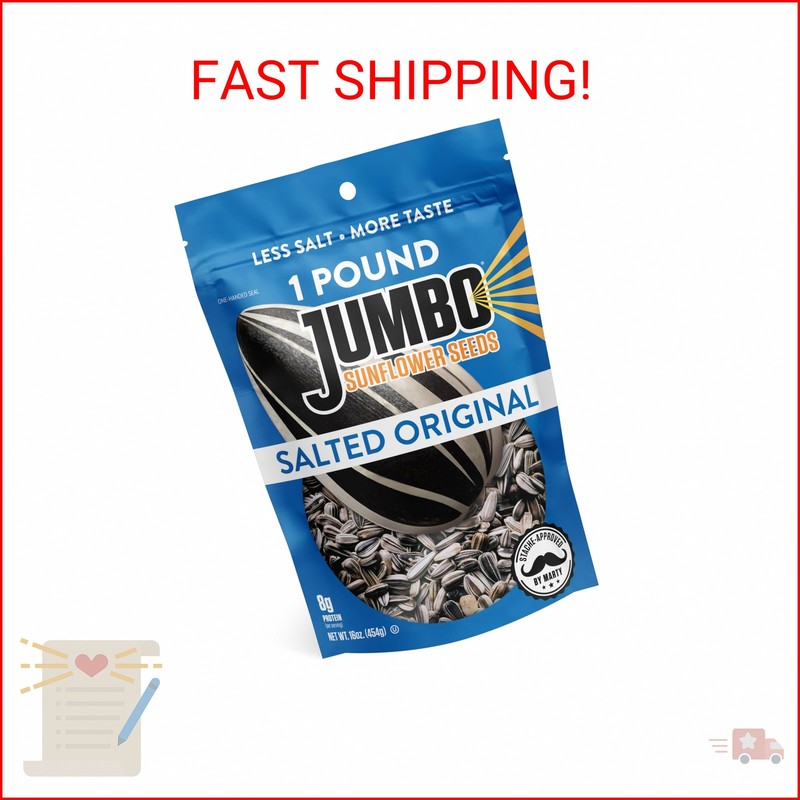 JUMBO SUNFLOWER SEEDS, Original, 16-Ounce (Pack of 6)