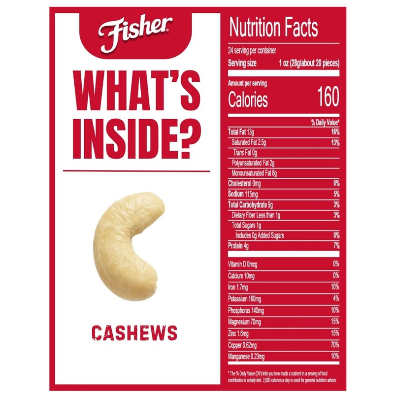 Oven Roasted Whole Cashews, 24oz Jar
