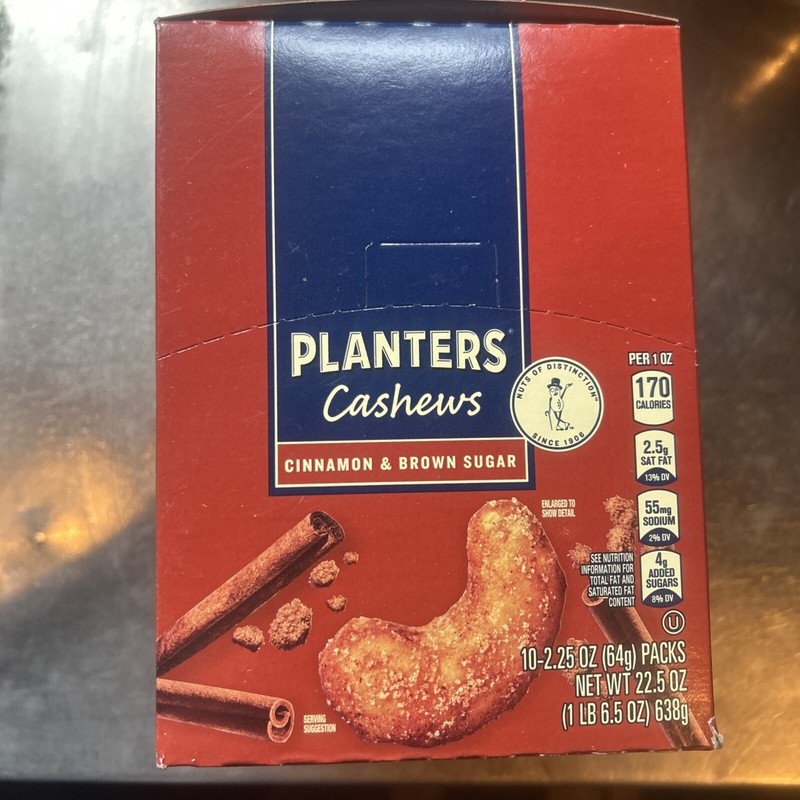 Planters Delicious Cinnamon Brown Sugar Cashews 2.25 oz (10 Packages) BB 9/24 gallery