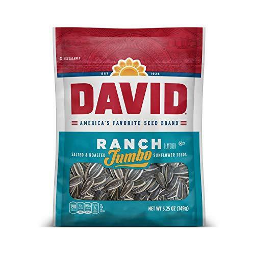 DAVID Roasted and Salted Ranch Jumbo Sunflower Seeds, Keto Friendly, 5.25 oz, 12