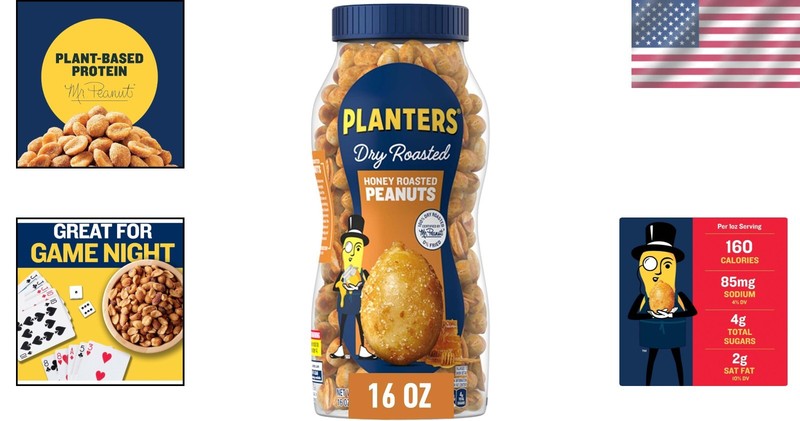 Nutrient-Dense Planters Honey Roasted Peanuts, 16 oz Jar - Perfect for Sharing gallery