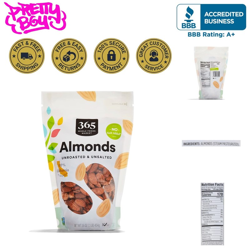 16 OZ Whole Raw Almonds – Sustainably Sourced Delight for Healthy Living