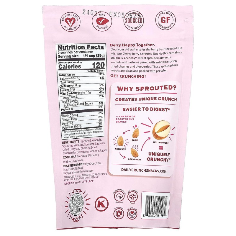 Daily Crunch Sprouted Almond Medley Cherry Berry Pouch 5 oz gallery