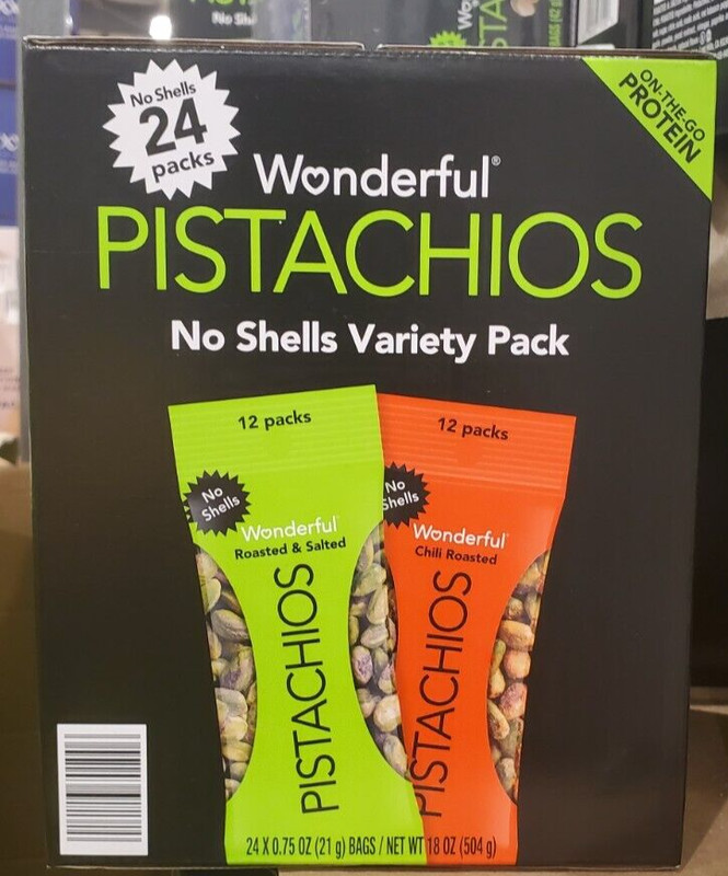 WONDERFUL PISTACHIOS NO-SHELL VARIETY PACK, 0.75 OZ, 24-COUNT gallery