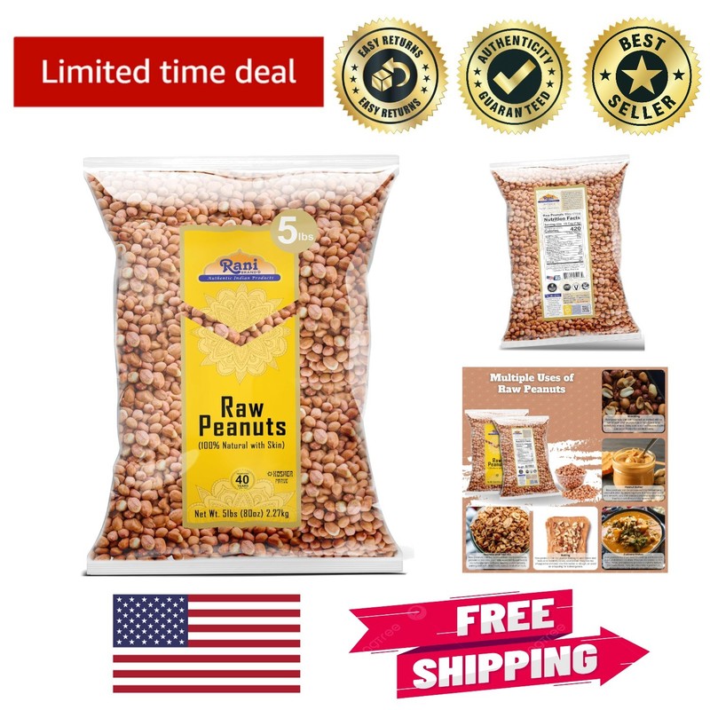 Bulk 80oz Rani Red-Skin Peanuts - Unsalted, Kosher & Perfect for Cooking