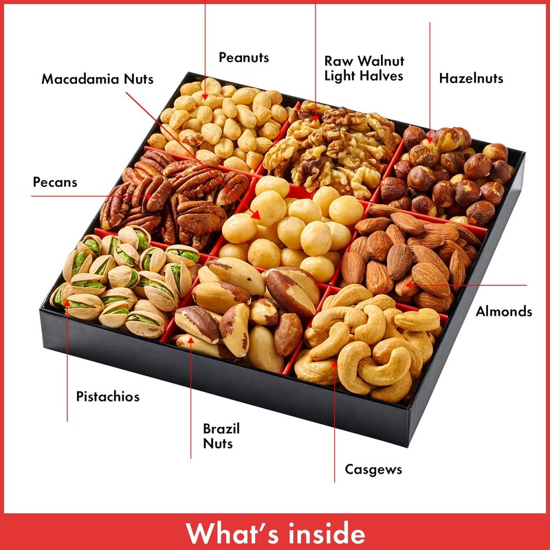 Nuts Gift Box - 9 Variety - Gourmet Nut Gift Basket - Healthy Nut Gift Tray gallery