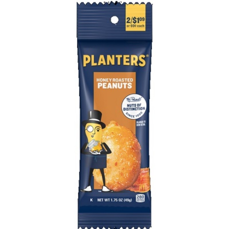 9x Planters Peanuts Honey Roasted Snack Nuts Crunchy Sweet Savory Pack Bulk 1.75