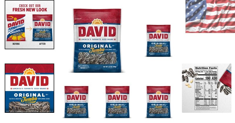 5-Pack of DAVID Roasted Jumbo Sunflower Seeds - Original Flavor, 5.25 oz Each gallery
