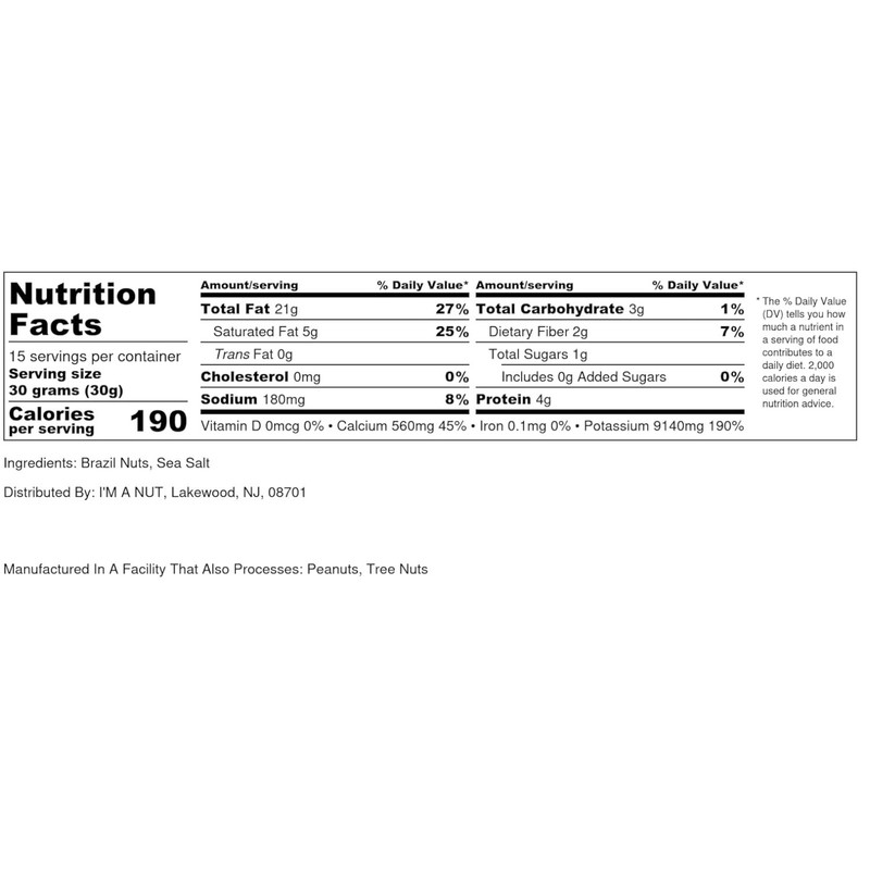 High Selenium Brazil Nuts Resealable Bag