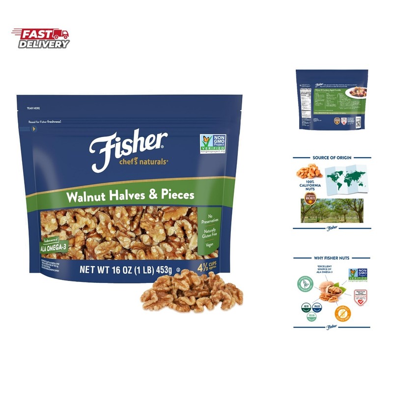 Walnut Halves & Pieces 6 oz, 00% California Unsalted Walnuts for Baking & Coo…