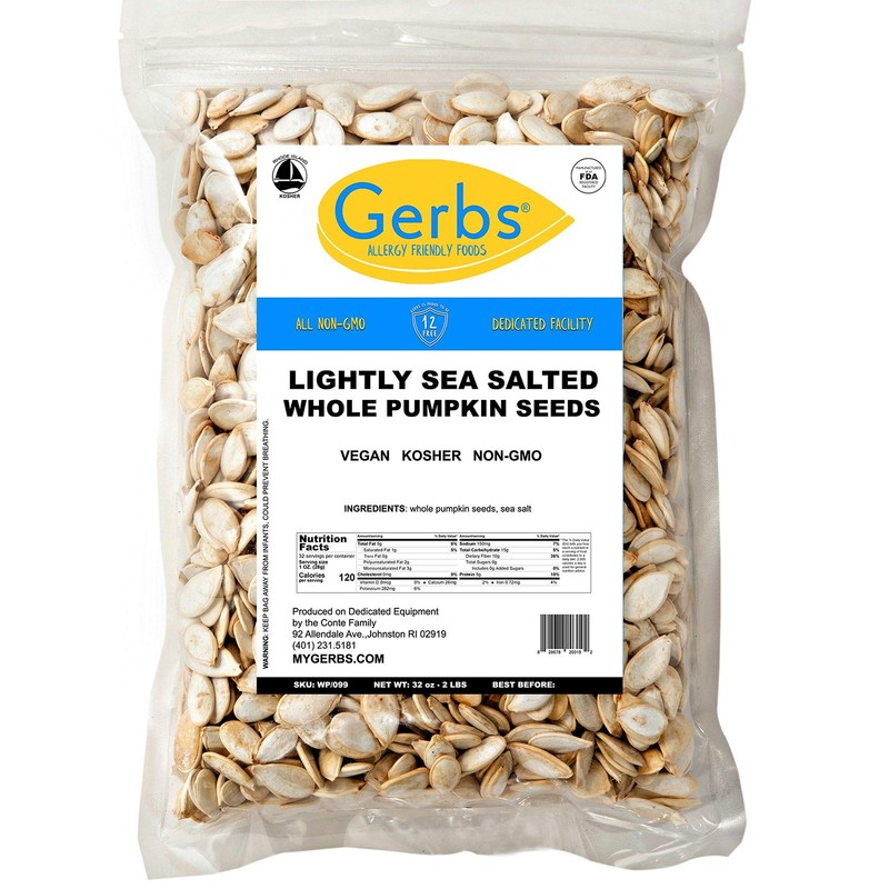 Lightly Sea Salted Pumpkin Seeds in Shell by Gerbs 2 LBS Top 11 Food Allerg... gallery