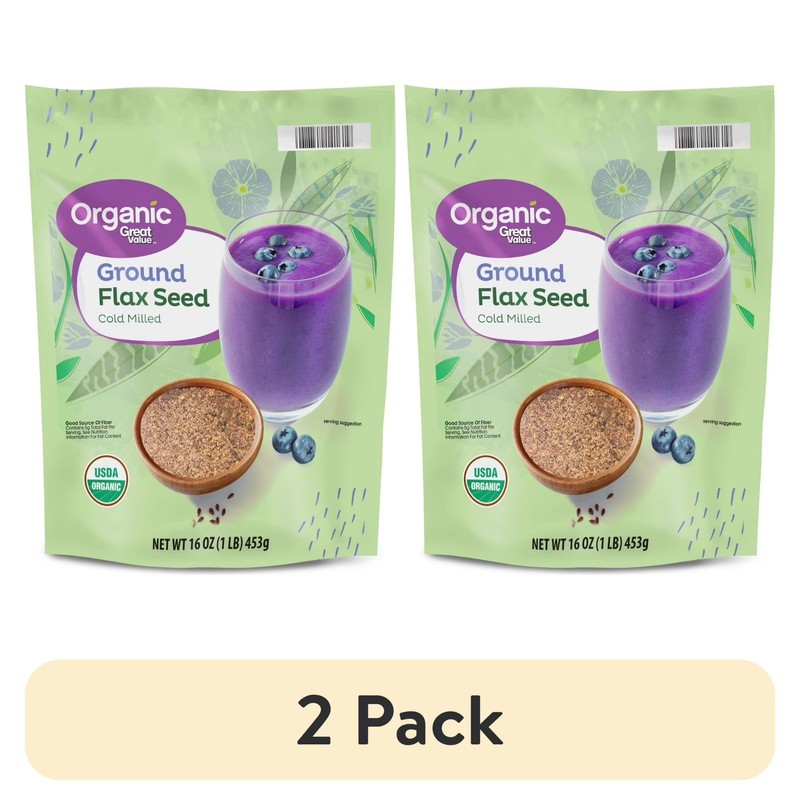 2 pack, Great Value Organic Ground Cold Milled Flax Seed, 16 oz.